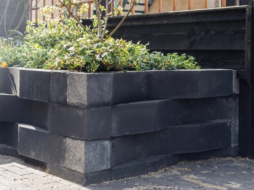 Stapelblok Palissade Wave 15 x 15 cm (150 x 150 mm) Zwart - Lengte 60 cm - Afbeelding 3